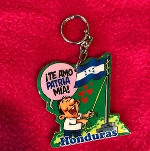 Wooden keychain I love you My country Honduras
